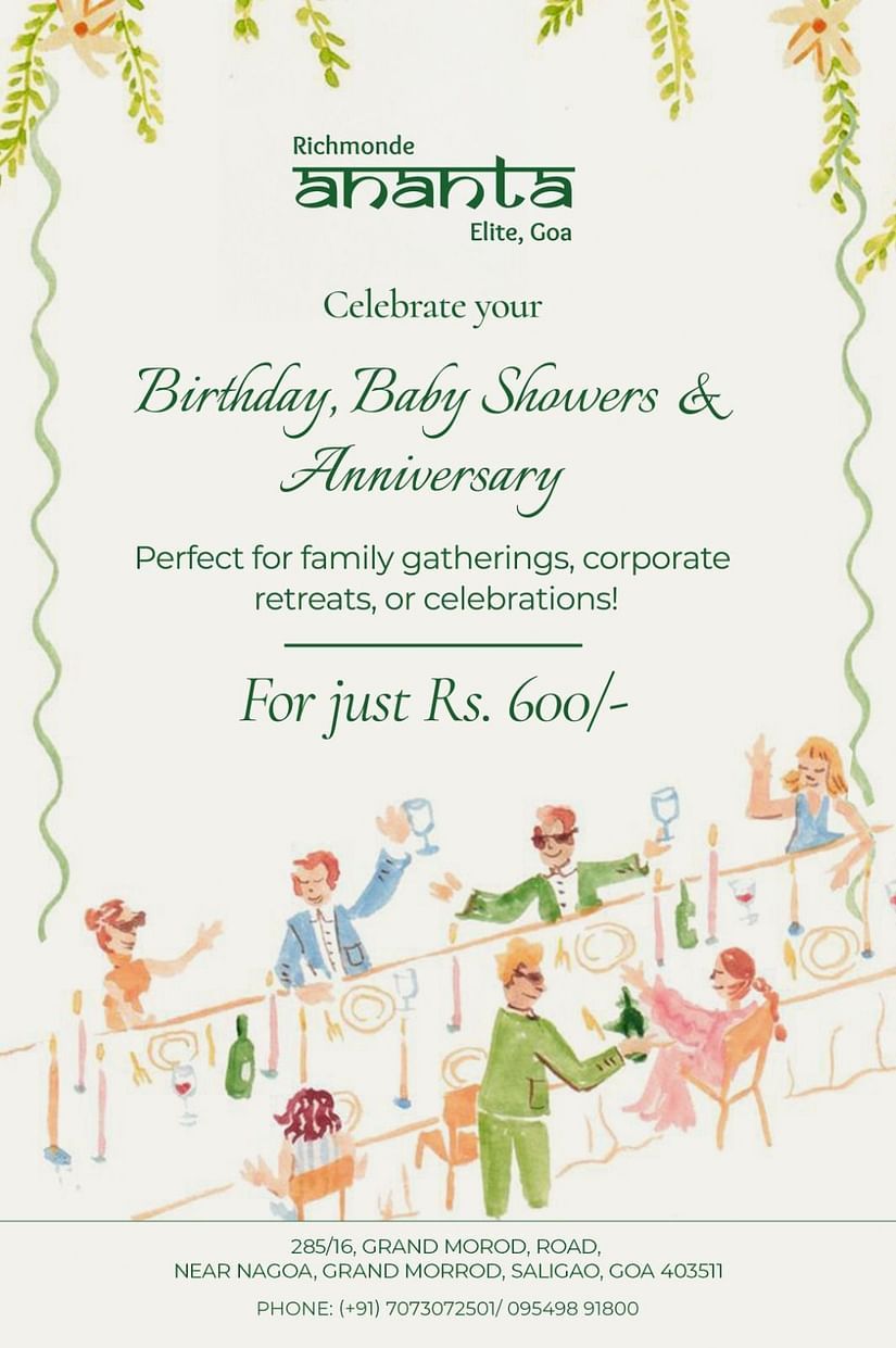 An creative image of Babyshowers, Birthday, and Anniversary celebrations at Richmonde Ananta Elite, Goa